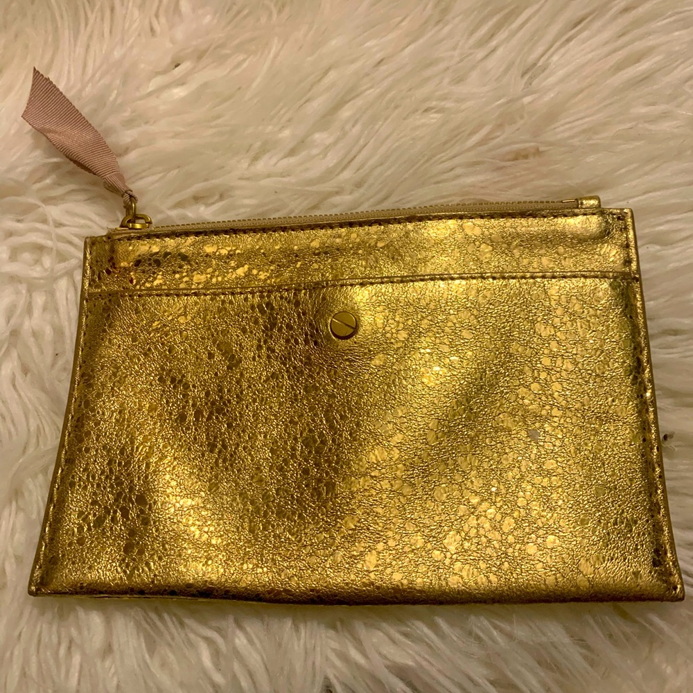 Gorgeous J Crew Christmas Collection Gold Crackled Leather Clutch